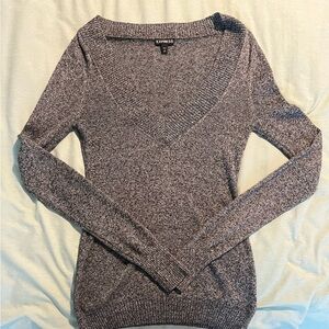 Express Gray V Neck Sweater Small
